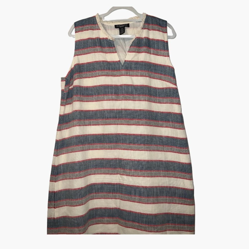 Chelsea & Theodore Red, White, & Blue Striped Dress Size 14